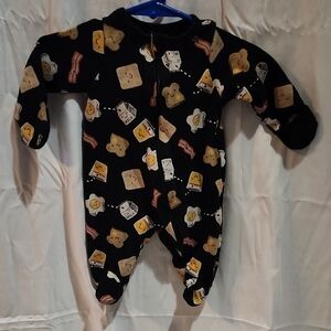 Wonder Nation Black and Yellow Footies with Cartoon Food Print